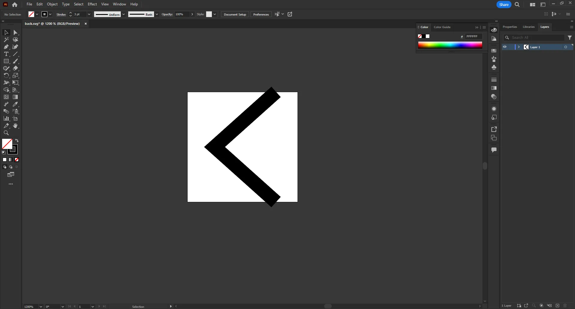 Screenshot of a back arrow open in Illustrator